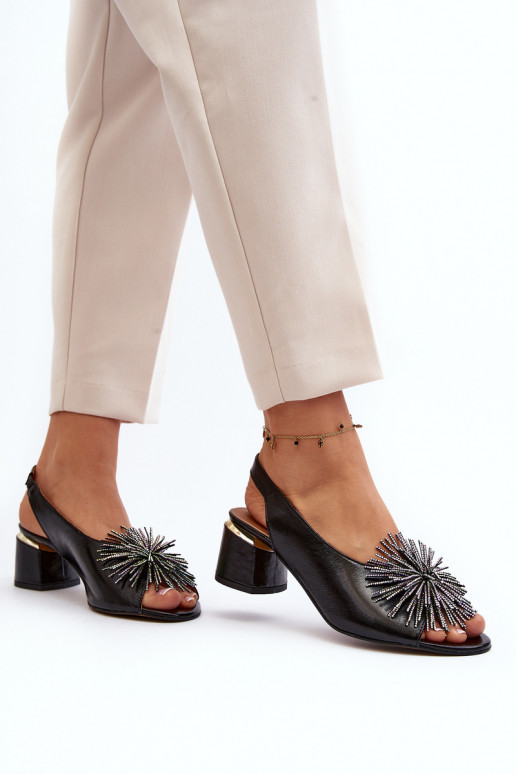 Skórzane SandaływithOzdobą Laura Messi 2719 Czarne