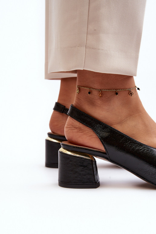 Skórzane SandaływithOzdobą Laura Messi 2719 Czarne