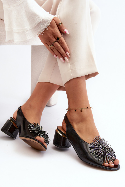 Skórzane SandaływithOzdobą Laura Messi 2719 Czarne