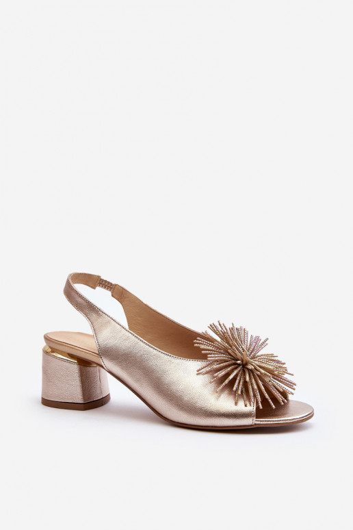 Leather Sandals with Ornament Laura Messi 2719 Gold Leather Sandals with Ornament Laura Messi 2719 Gold