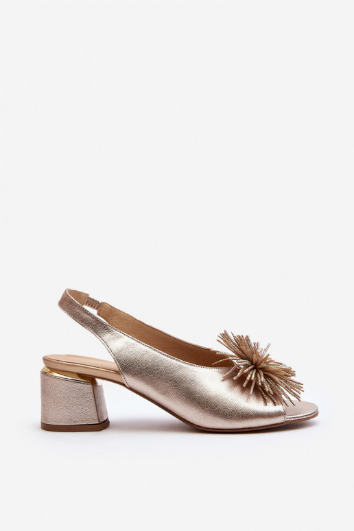 Leather Sandals with Ornament Laura Messi 2719 Gold Leather Sandals with Ornament Laura Messi 2719 Gold