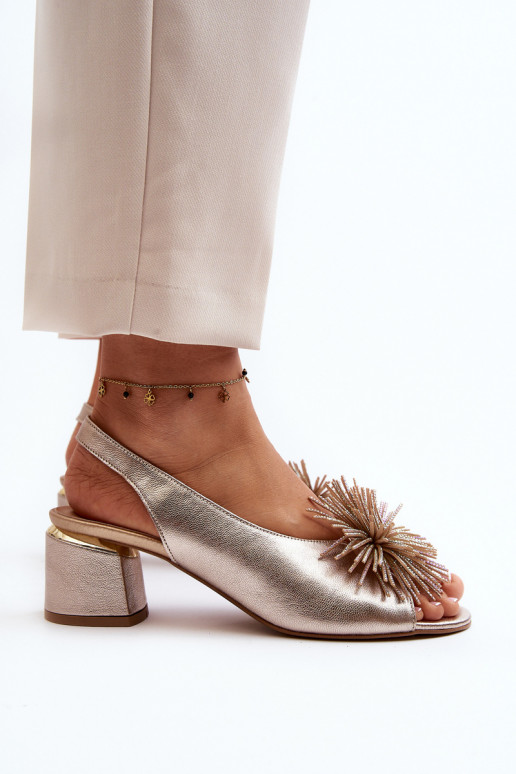 Leather Sandals with Ornament Laura Messi 2719 Gold Leather Sandals with Ornament Laura Messi 2719 Gold