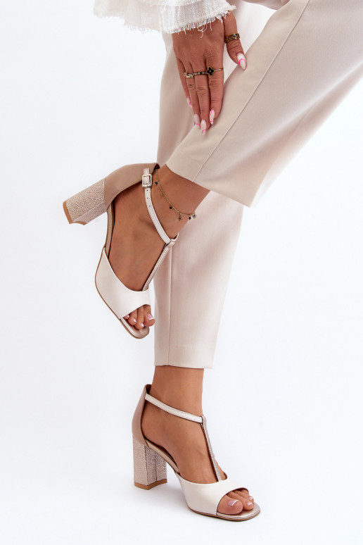 Leather Sandals with Heel Laura Messi 2759 Beige Leather Sandals with Heel Laura Messi 2759 Beige