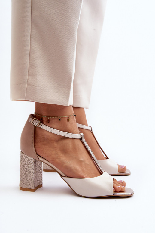 Leather Sandals with Heel Laura Messi 2759 Beige Leather Sandals with Heel Laura Messi 2759 Beige