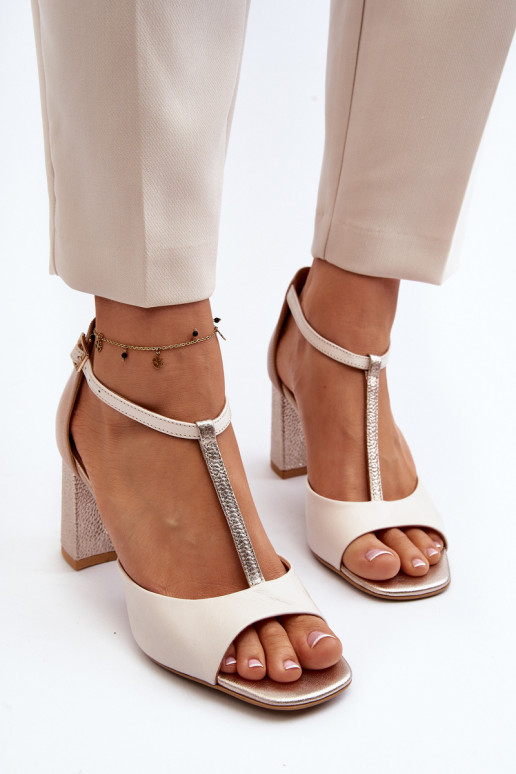 Leather Sandals with Heel Laura Messi 2759 Beige Leather Sandals with Heel Laura Messi 2759 Beige