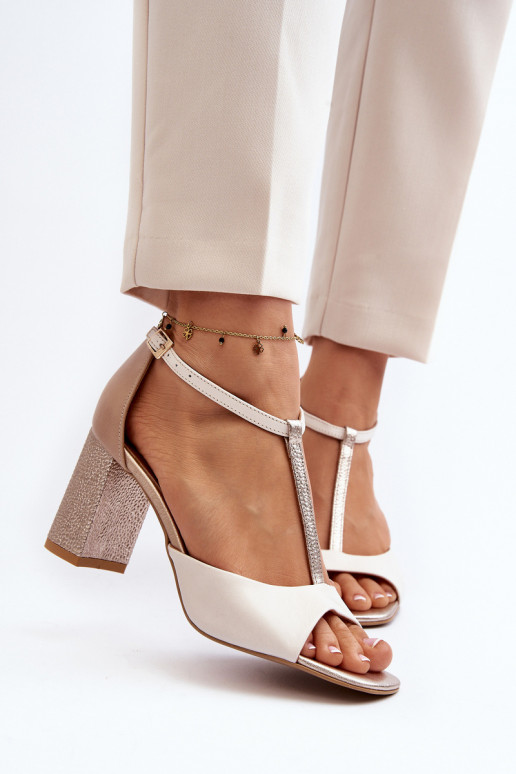 Leather Sandals with Heel Laura Messi 2759 Beige Leather Sandals with Heel Laura Messi 2759 Beige