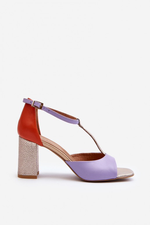 Leather Sandals On Heel Laura Messi 2759 Purple Leather Sandals On Heel Laura Messi 2759 Purple