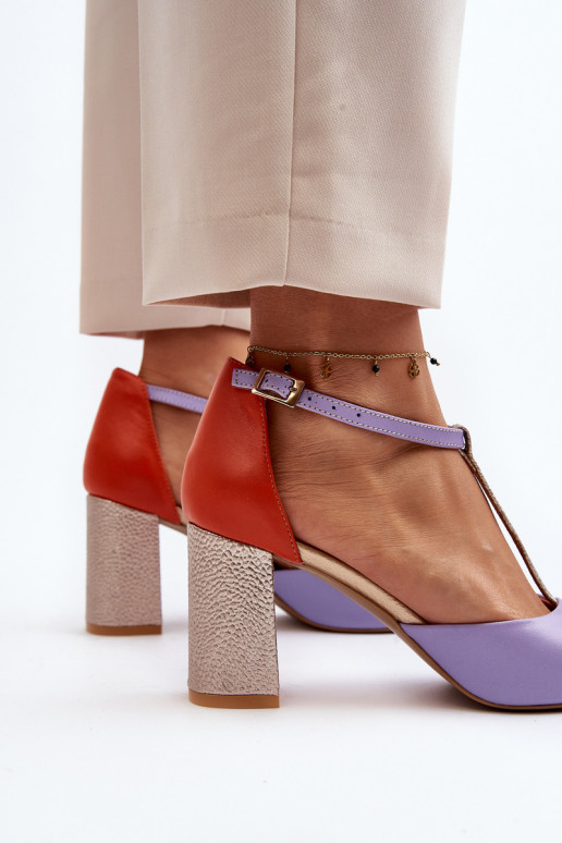 Leather Sandals On Heel Laura Messi 2759 Purple Leather Sandals On Heel Laura Messi 2759 Purple