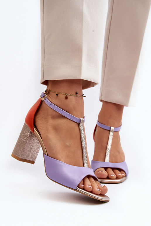 Leather Sandals On Heel Laura Messi 2759 Purple Leather Sandals On Heel Laura Messi 2759 Purple