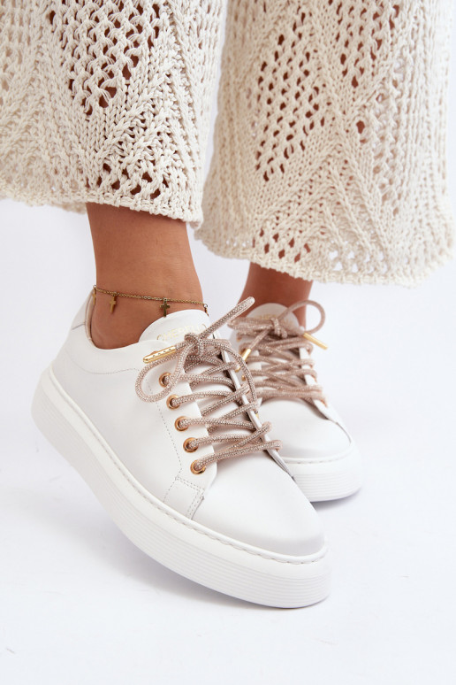 Leather Women's Sports Shoes CheBello 4362 White Leather Women's Sports Shoes CheBello 4362 White