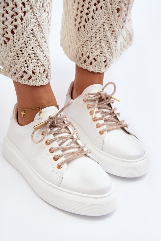 Leather Women's Sports Shoes CheBello 4362 White Leather Women's Sports Shoes CheBello 4362 White