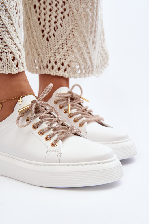 Leather Women's Sports Shoes CheBello 4362 White Leather Women's Sports Shoes CheBello 4362 White