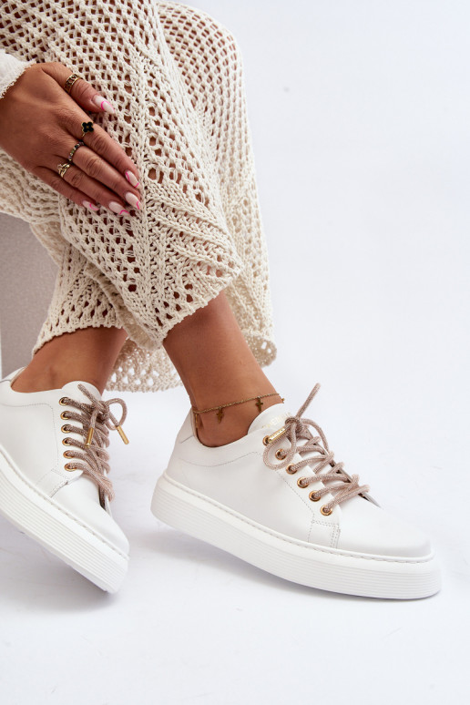 Leather Women's Sports Shoes CheBello 4362 White Leather Women's Sports Shoes CheBello 4362 White