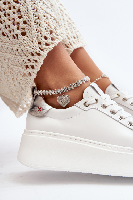 Leather Women's Sneakers with Bracelet CheBello 4406 White Leather Women's Sneakers with Bracelet CheBello 4406 White