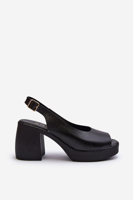 Zazoo 40376 Leather Sandals On Chunky Heel Black Zazoo 40376 Leather Sandals On Chunky Heel Black