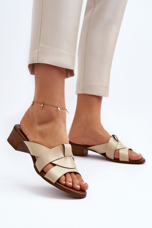 Zazoo 40236 Leather Women's Low Heel Sandals Beige Zazoo 40236 Leather Women's Low Heel Sandals Beige
