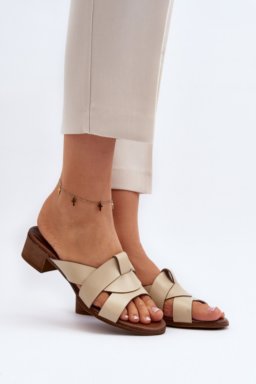 Zazoo 40236 Leather Women's Low Heel Sandals Beige Zazoo 40236 Leather Women's Low Heel Sandals Beige