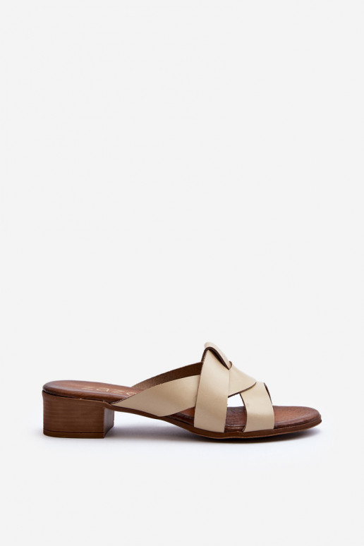 Zazoo 40236 Leather Women's Low Heel Sandals Beige Zazoo 40236 Leather Women's Low Heel Sandals Beige