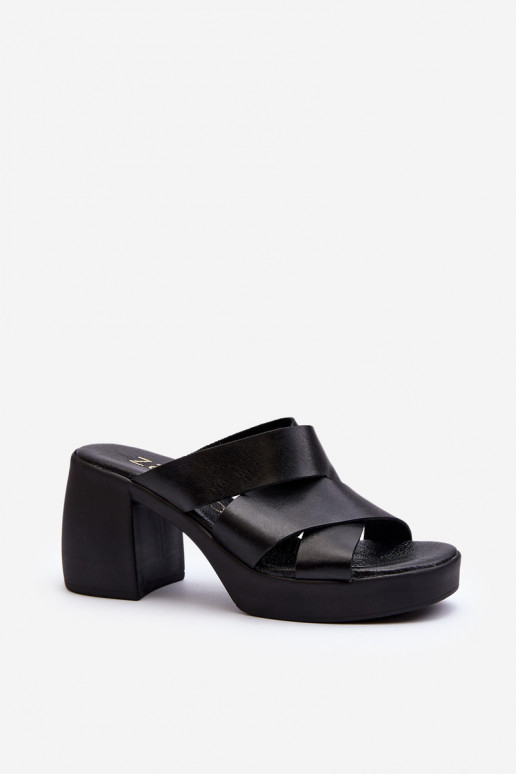 Zazoo 40373 Leather Sandals with Heel Black Zazoo 40373 Leather Sandals with Heel Black