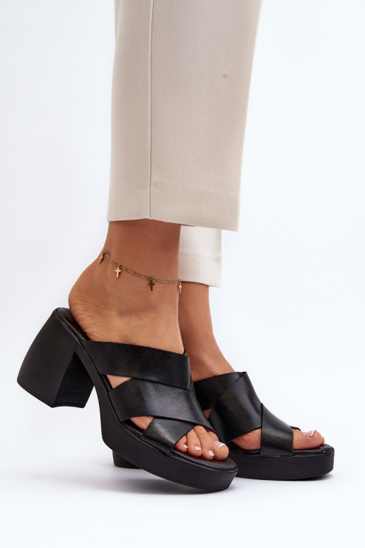 Zazoo 40373 Leather Sandals with Heel Black Zazoo 40373 Leather Sandals with Heel Black