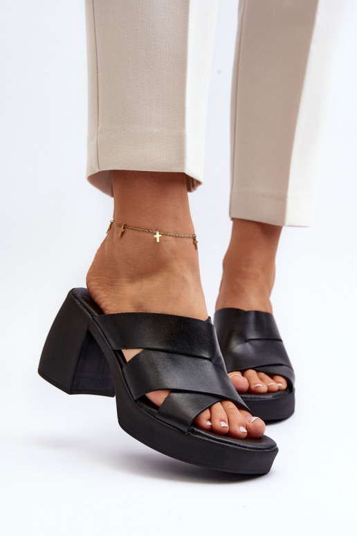 Zazoo 40373 Leather Sandals with Heel Black Zazoo 40373 Leather Sandals with Heel Black