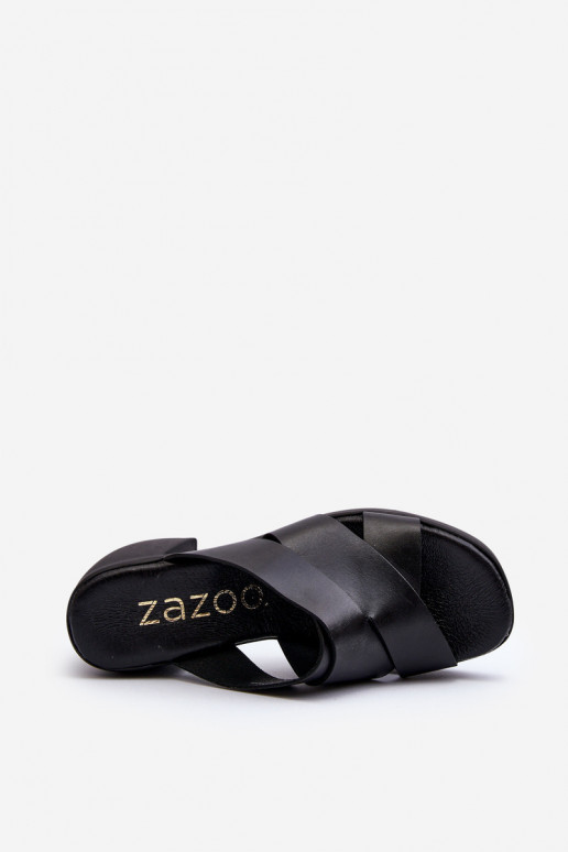 Zazoo 40373 Leather Sandals with Heel Black Zazoo 40373 Leather Sandals with Heel Black