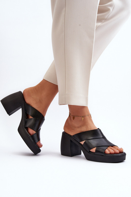 Zazoo 40373 Leather Sandals with Heel Black Zazoo 40373 Leather Sandals with Heel Black