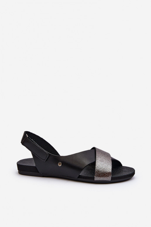 Zazoo 40141 Leather Sandals with Velcro Black Zazoo 40141 Leather Sandals with Velcro Black