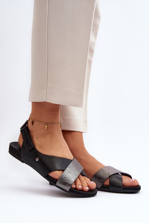Zazoo 40141 Leather Sandals with Velcro Black Zazoo 40141 Leather Sandals with Velcro Black