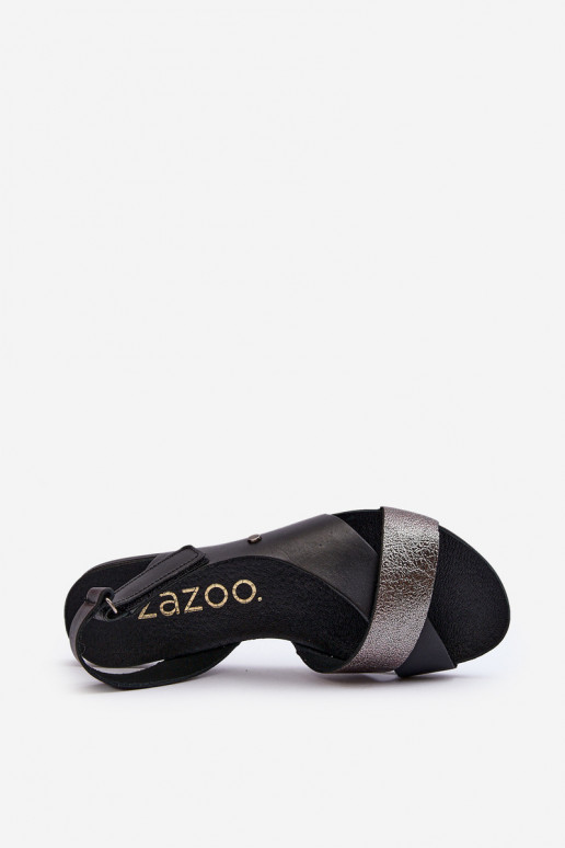 Zazoo 40141 Leather Sandals with Velcro Black Zazoo 40141 Leather Sandals with Velcro Black