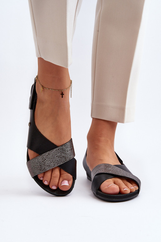 Zazoo 40141 Leather Sandals with Velcro Black Zazoo 40141 Leather Sandals with Velcro Black
