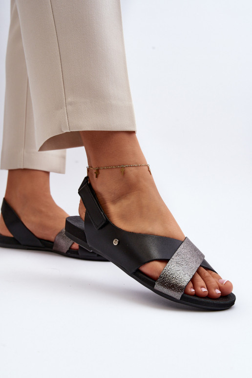 Zazoo 40141 Leather Sandals with Velcro Black Zazoo 40141 Leather Sandals with Velcro Black