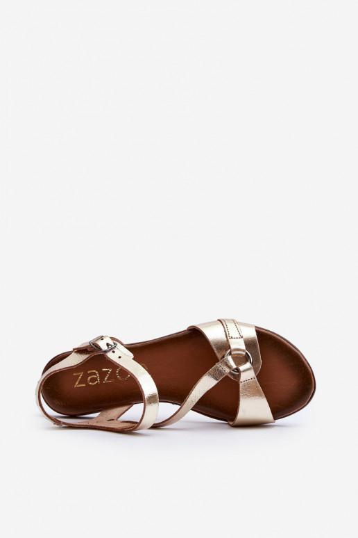 Zazoo 40182 Women's Leather Sandals Gold Zazoo 40182 Women's Leather Sandals Gold