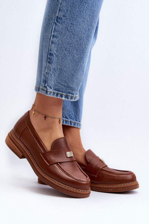 Women's Loafers On The Platform Laura Messi 2392 Dark Gold Women's Loafers On The Platform Laura Messi 2392 Dark Gold