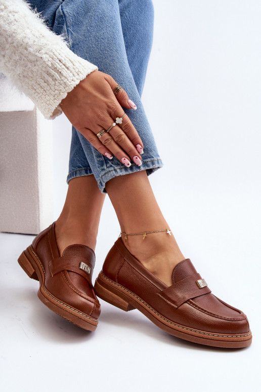 Women's Loafers On The Platform Laura Messi 2392 Dark Gold Women's Loafers On The Platform Laura Messi 2392 Dark Gold