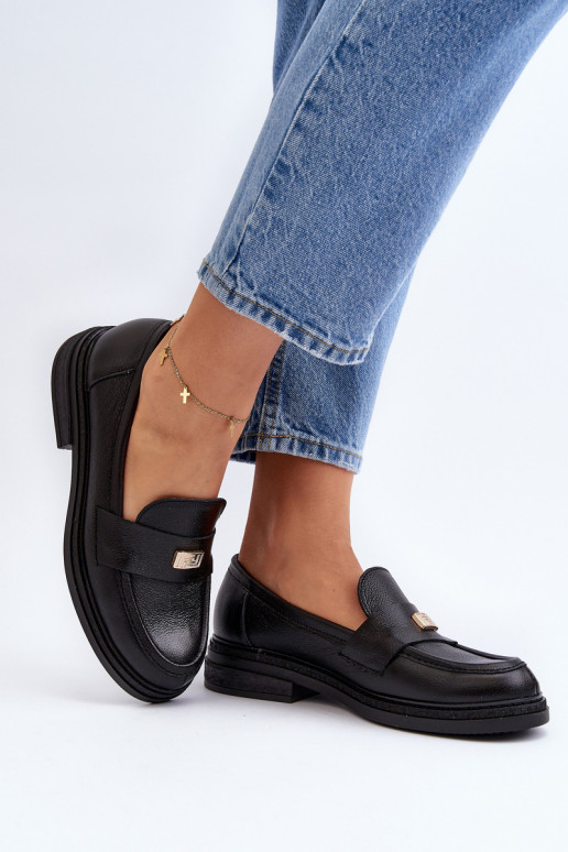 Zazoo 20165 Women's Black Leather Moccasins Zazoo 20165 Women's Black Leather Moccasins