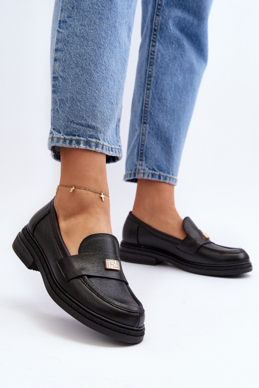 Zazoo 20165 Women's Black Leather Moccasins Zazoo 20165 Women's Black Leather Moccasins