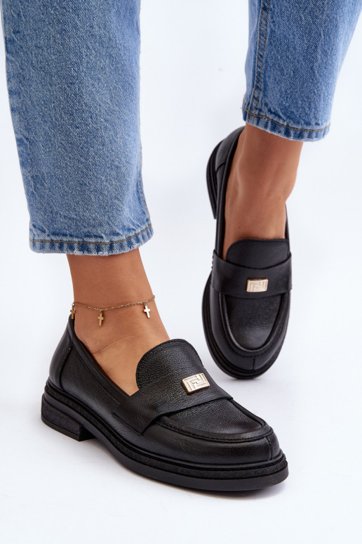 Zazoo 20165 Women's Black Leather Moccasins Zazoo 20165 Women's Black Leather Moccasins