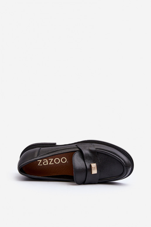 Zazoo 20165 Women's Black Leather Moccasins Zazoo 20165 Women's Black Leather Moccasins