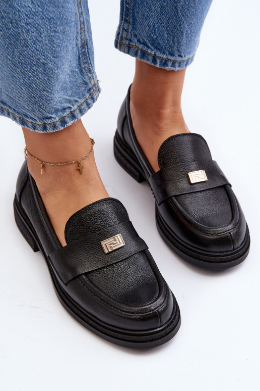 Zazoo 20165 Women's Black Leather Moccasins Zazoo 20165 Women's Black Leather Moccasins