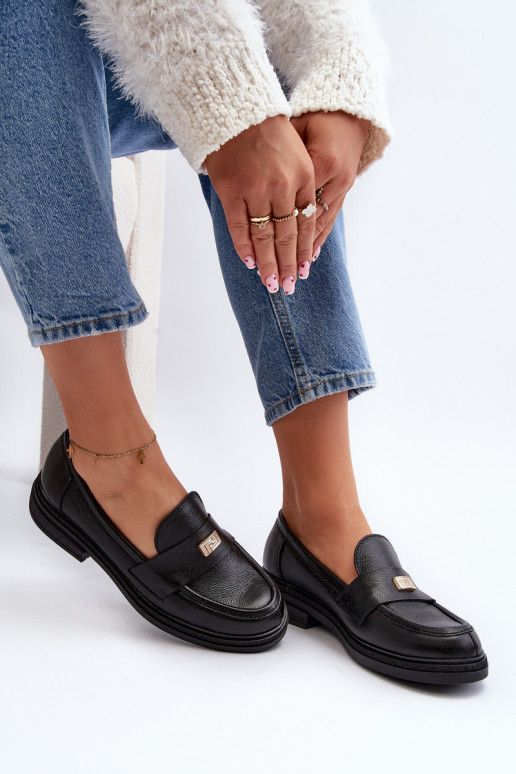 Zazoo 20165 Women's Black Leather Moccasins Zazoo 20165 Women's Black Leather Moccasins