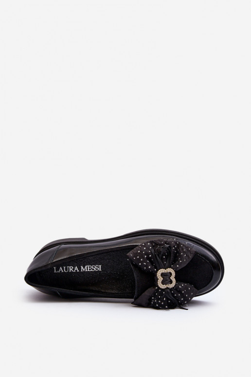 Women's Patent Loafers With Bow Laura Messi 2786 Black Women's Patent Loafers With Bow Laura Messi 2786 Black