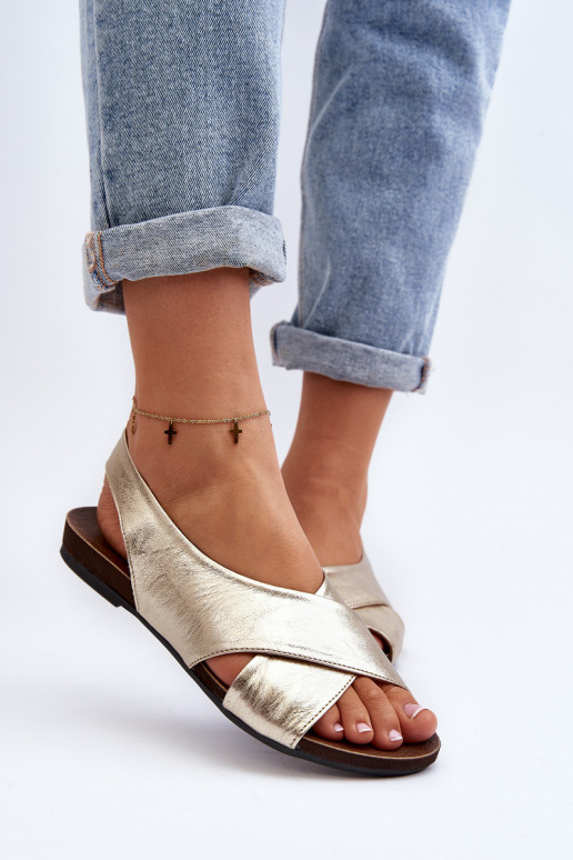 Zazoo 40407 Women's Leather Sandals Gold Zazoo 40407 Women's Leather Sandals Gold