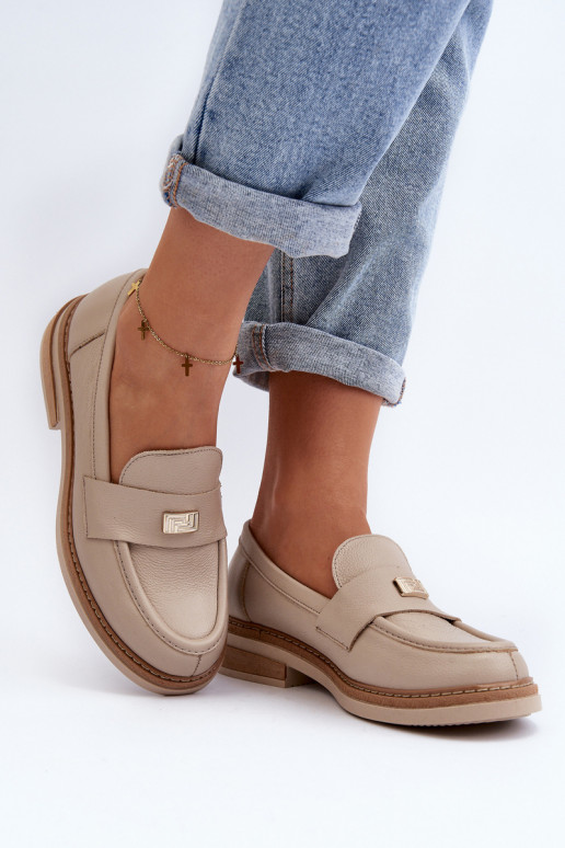 Zazoo 20165 Women's Leather Moccasins Beige Zazoo 20165 Women's Leather Moccasins Beige
