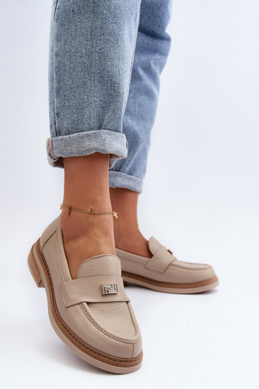 Zazoo 20165 Women's Leather Moccasins Beige Zazoo 20165 Women's Leather Moccasins Beige