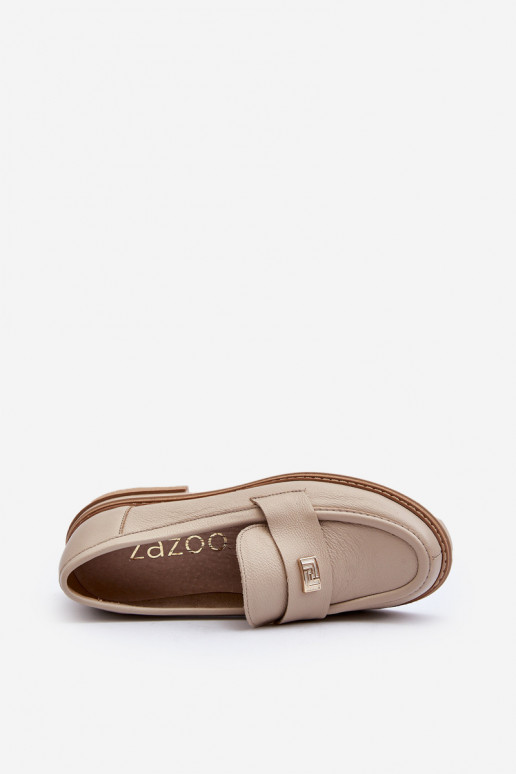 Zazoo 20165 Women's Leather Moccasins Beige Zazoo 20165 Women's Leather Moccasins Beige