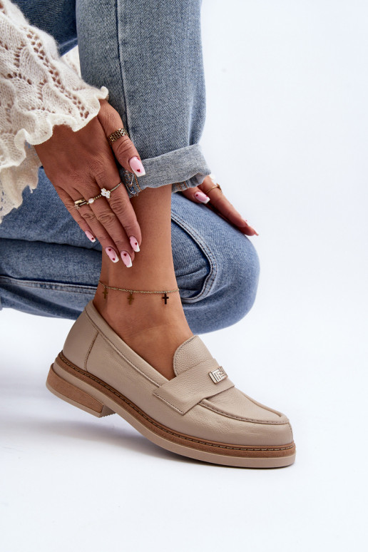 Zazoo 20165 Women's Leather Moccasins Beige Zazoo 20165 Women's Leather Moccasins Beige