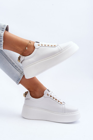 Women's Leather Platform Sneakers CheBello 4367 White 2