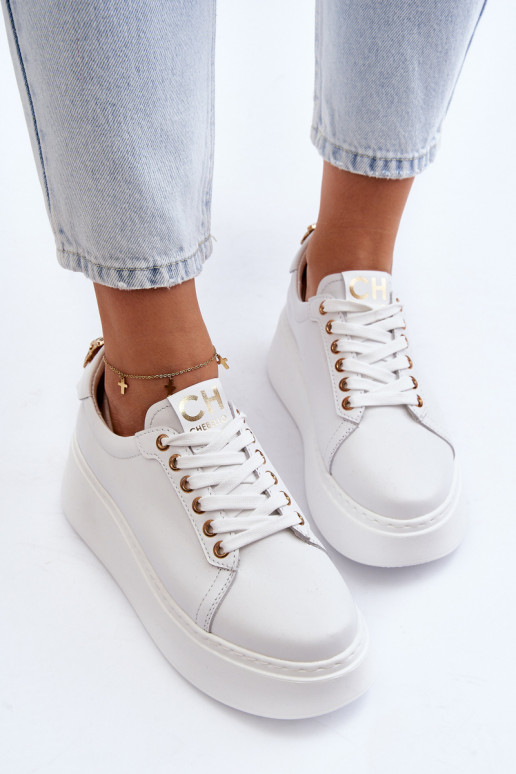 Women's Leather Platform Sneakers CheBello 4367 White