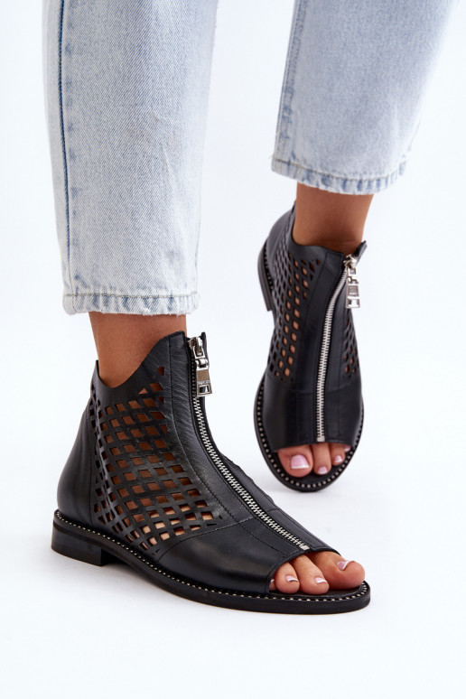 Zazoo 977/L Leather Cutout Sandals with Zip Zazoo 977/L Leather Cutout Sandals with Zip